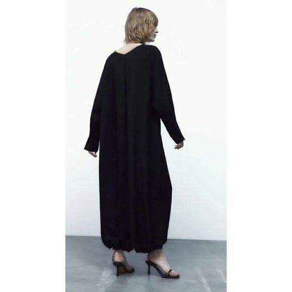 ZARA VOLUMINOUS LONG DRESS BLACK - REF. 5216/270 XS-S $119 - Picture 5 of 14